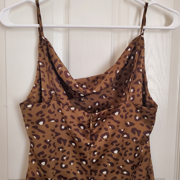 NWOT Urban Outfitters Mallory Leopard Print Satin Silky Cowl Neck Slip Dress - Picture 6 of 8
